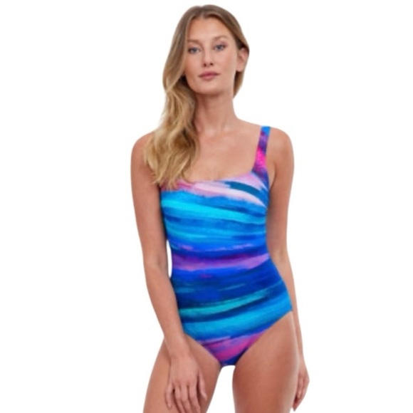Gottex Midnight Light Square Neck One Piece Swimsuit Multi Color - Picture 1 of 7